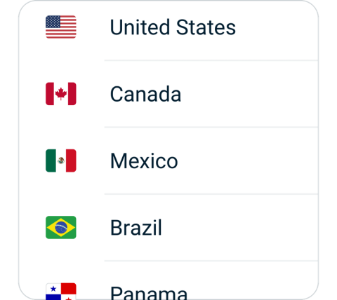 SkyBlueVPN connect step 2, choose VPN server location